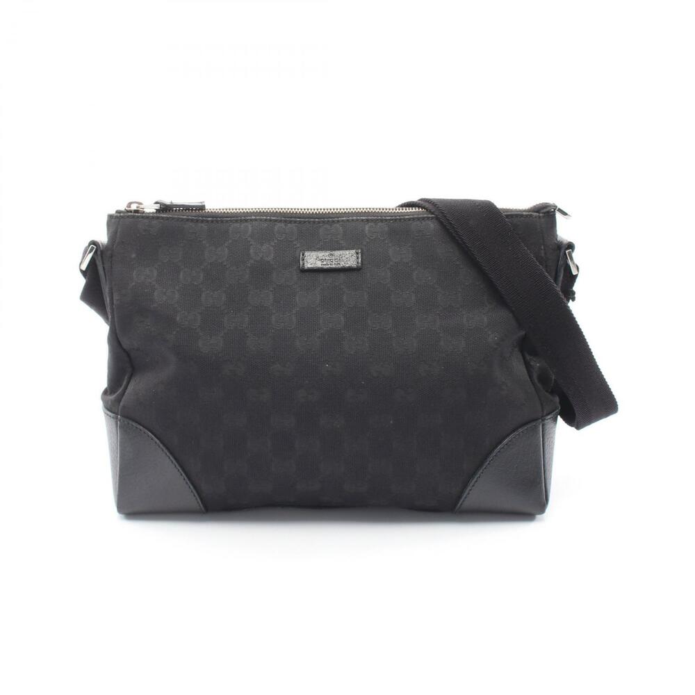 Gucci GG Canvas Shoulder Bag Leather Black